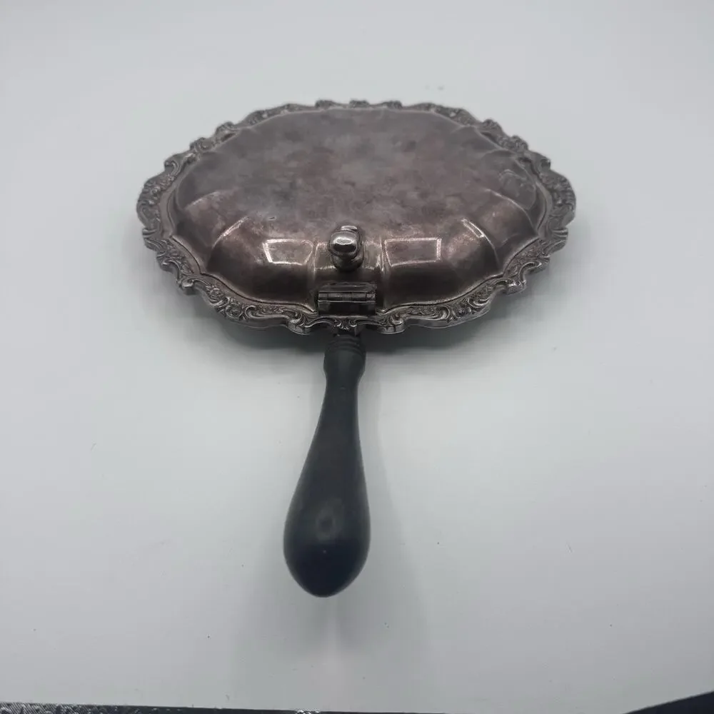 Vintage Silver Plated Silent Butler Crumb Catcher with Black Handle Mid Century